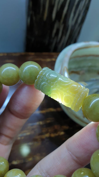 Honey Jade Wish Bracelet 17cm Type A Myanmar Jadeite Natural Yellow Brown