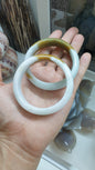 Honey Jade Bangles S57-58 Type A Natural Burma Jadeite Two Tone