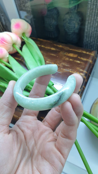 Jade Cuff Bangle Size 51 - 52 Type A - Natural Light Green Jadeite