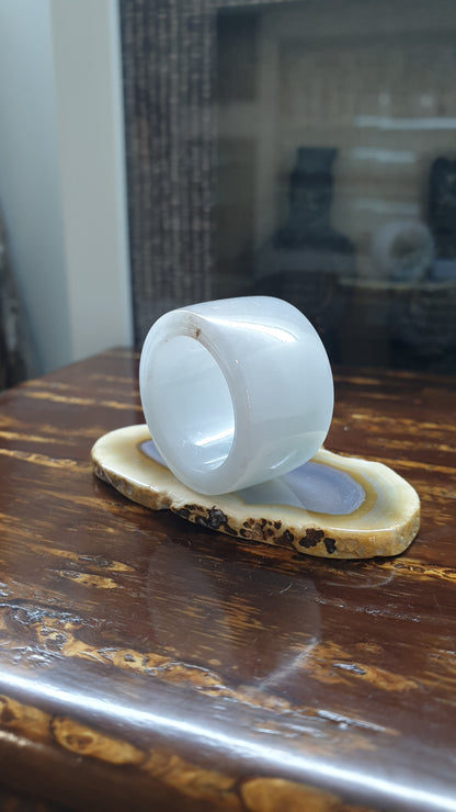 White Jade Archer's Ring (US 12.25) | Authentic Type A Jadeite | His or Hers Accessory