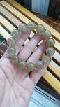 Silver Rutilated Quartz Bracelet 17.5 cm - Natural Gemstone Beads 15 mm