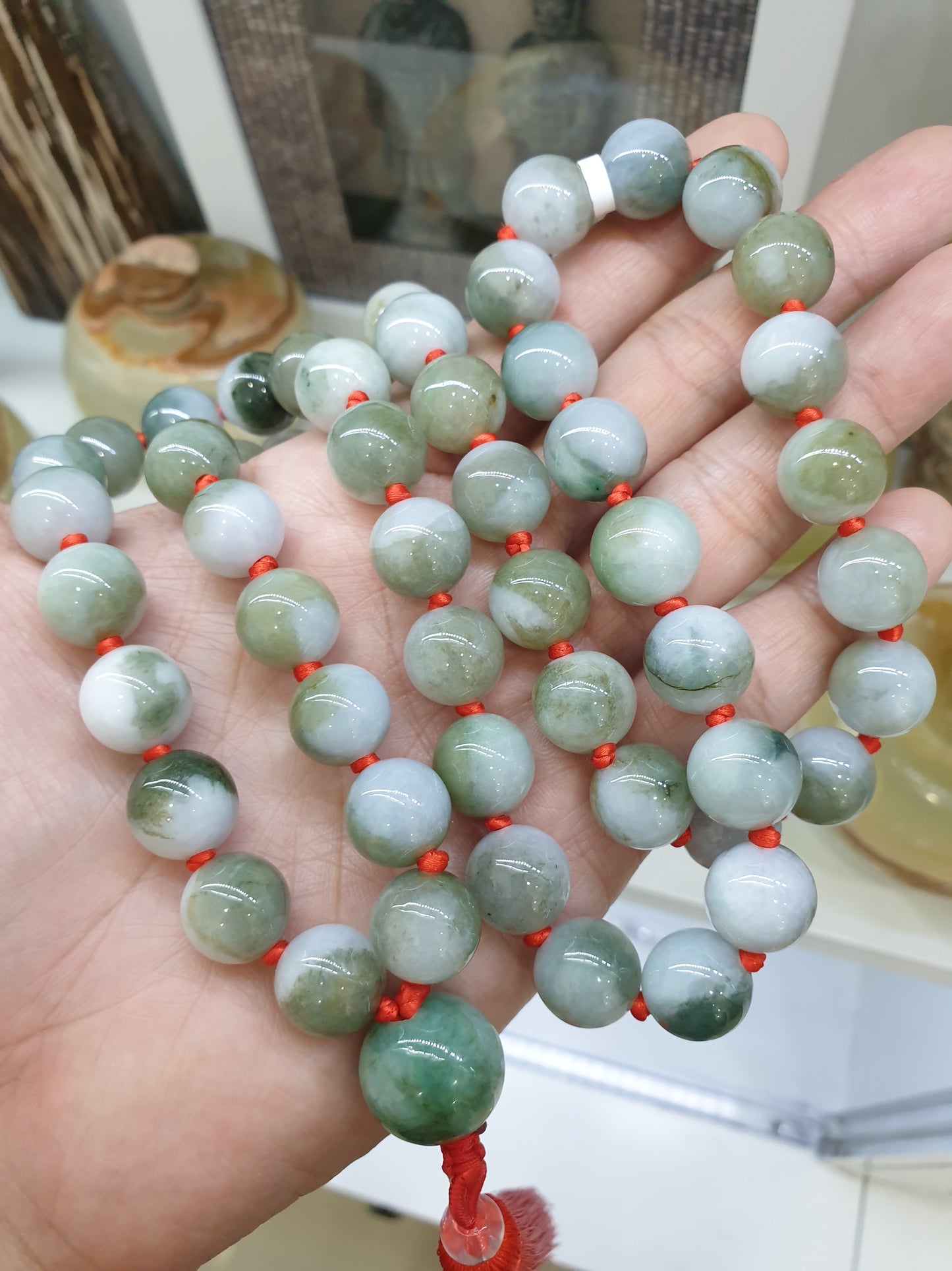 Jade Japa Mala | Two-toned Jadeite Beads - Type A | Handcrafted Meditation Beads