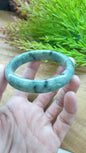 Jade Bangle S58.5 Type A Myanmar Jadeite Speckled Natural Moss Green