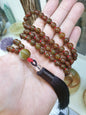 108 Beads Brown Jade Japa Mala | Type A Natural Jadeite | Handcrafted Meditation Beads