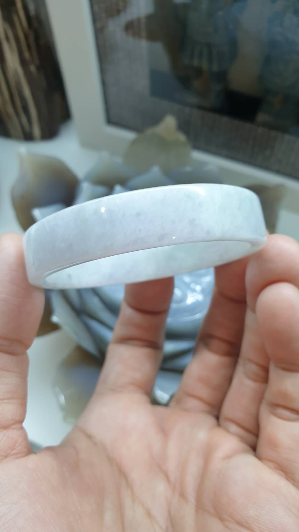 Jade Princess Bangle S52.7 Misty Lavender Fei Cui Type A Myanmar Jadeite