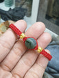 Jade Bead & Gold Lucky Charm in Red Thread Bracelet (Adjustable) | Pure 24K Gold | Fei Cui - Type A Jadeite