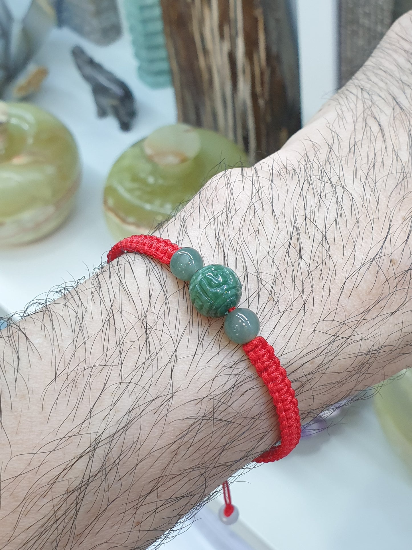 Jade Ru Yi Red Thread Bracelet (Adjustable) | Fei Cui - Type A Jadeite | Giftable Friendship Bracelet