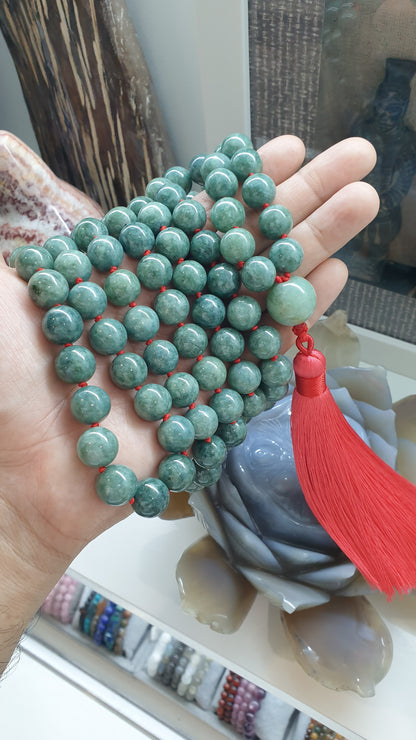 108 Jade Beads Japa Mala | Type A Natural Jadeite | Handcrafted Meditation Beads