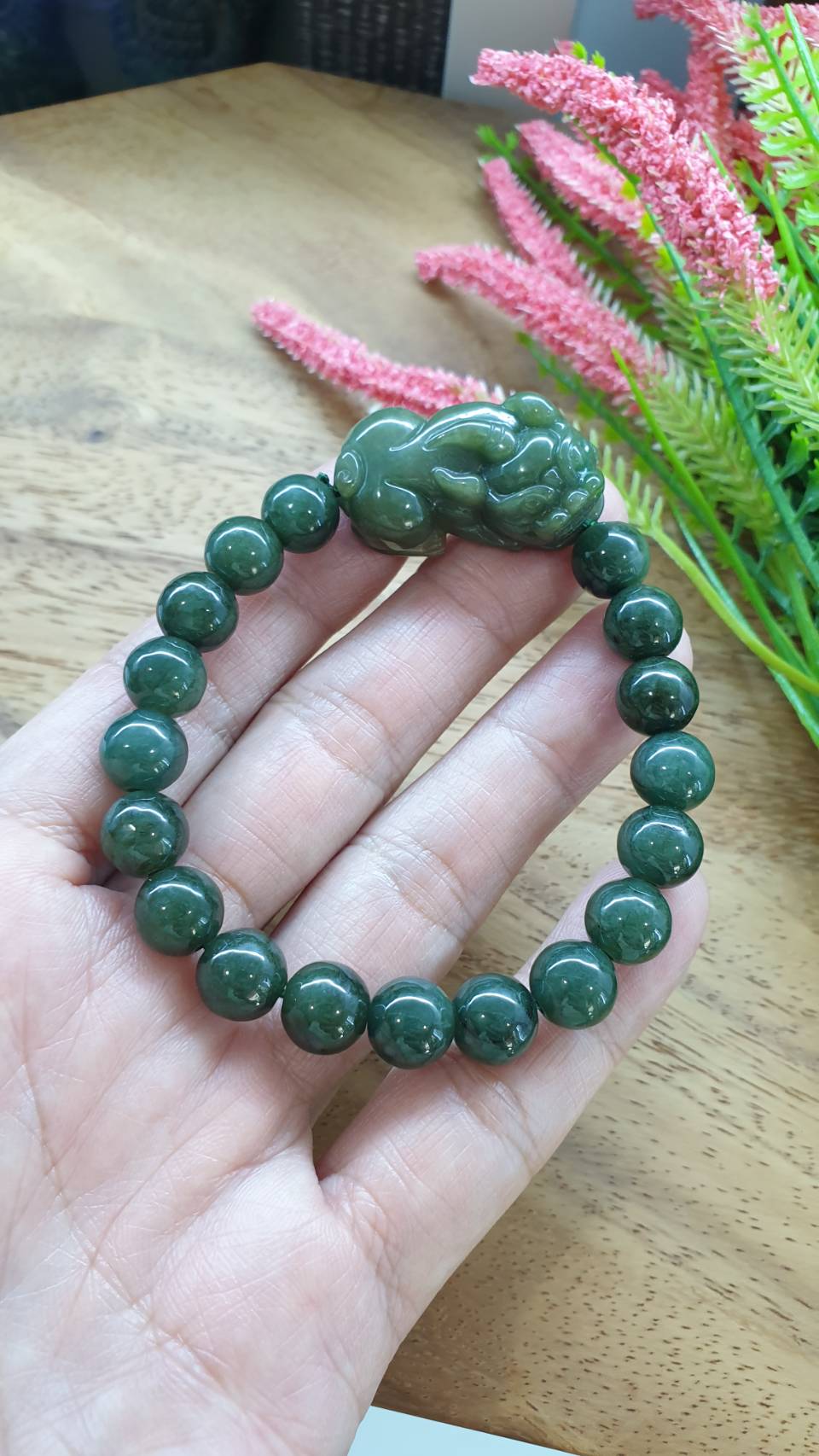 Jade Pixiu Wealth Bracelets 17cm Deep Green Fei Cui Type A Natural Jadeite
