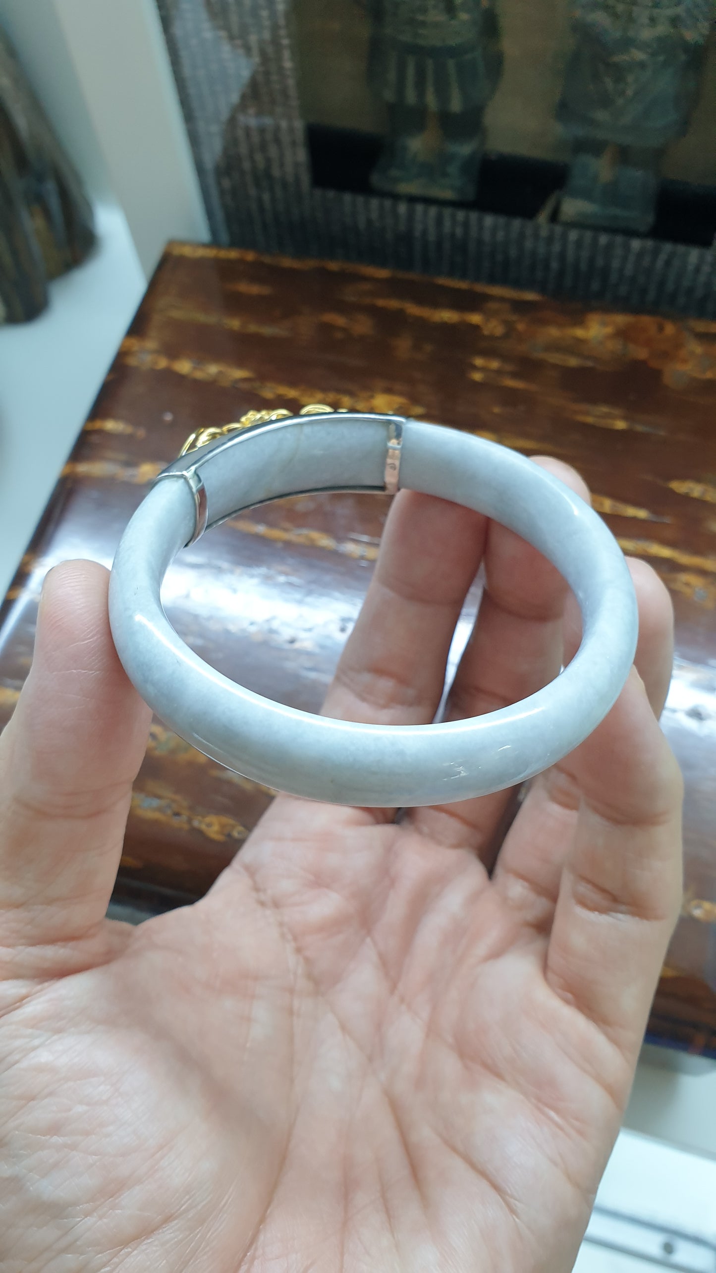 Une Rose Lavender Jade Bangle (S 57 - 58) | Fei Cui Type A Jadeite & Sterling Silver | Statement Wrist Accessory