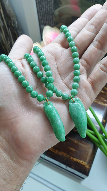 Jade Princess Necklaces (18") | 9K Gold Lobster Lock | Type A - Natural Apple Green Jadeite