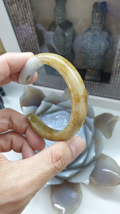 Jade Cuff Bangle Size 56 - 57 Hok Lok Siew Type A Natural Jadeite