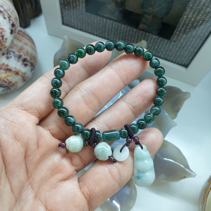 Multicharmed Deep Blue-Green Jade Bracelet | Type A Natural Jadeite