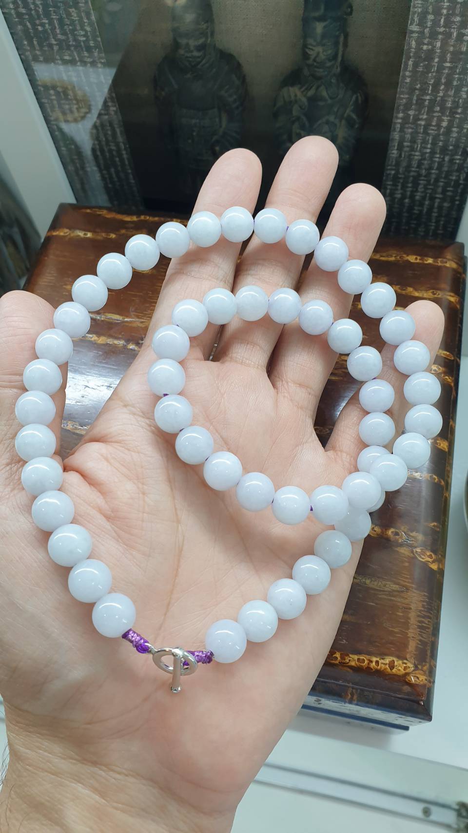 Silky Lavender Jade Beads Necklace (20") | 9K White Gold Toggle | Type A Natural Jadeite