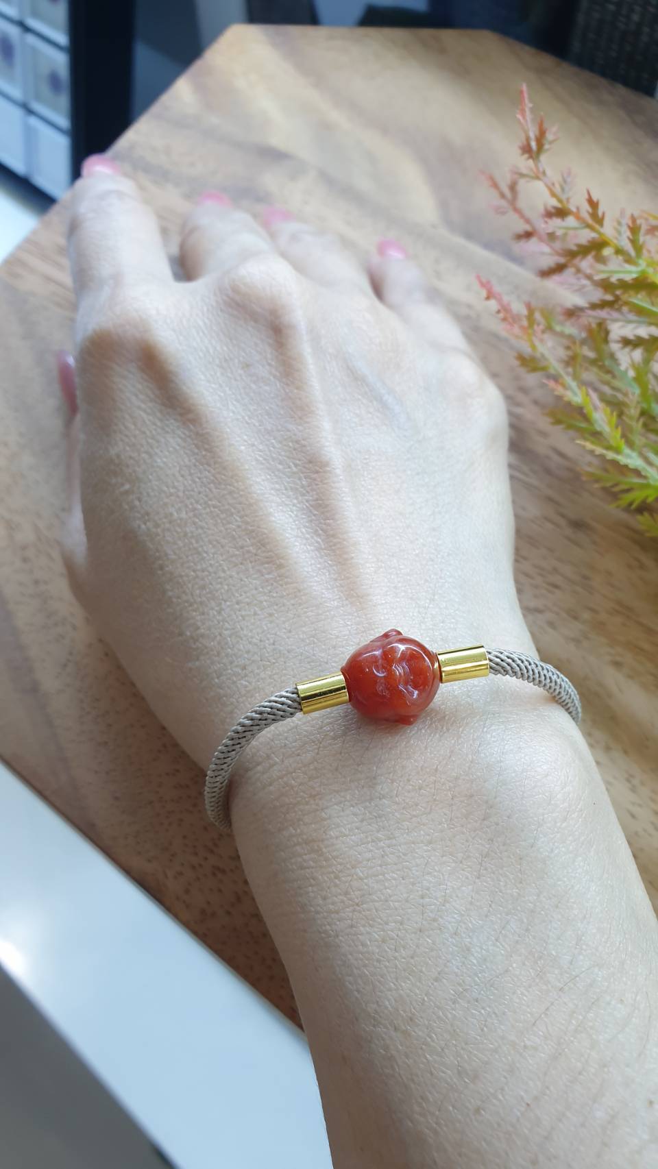 Jade Happy Buddha Rope Bracelet Myanmar Natural Jadeite Adjustable Wristband