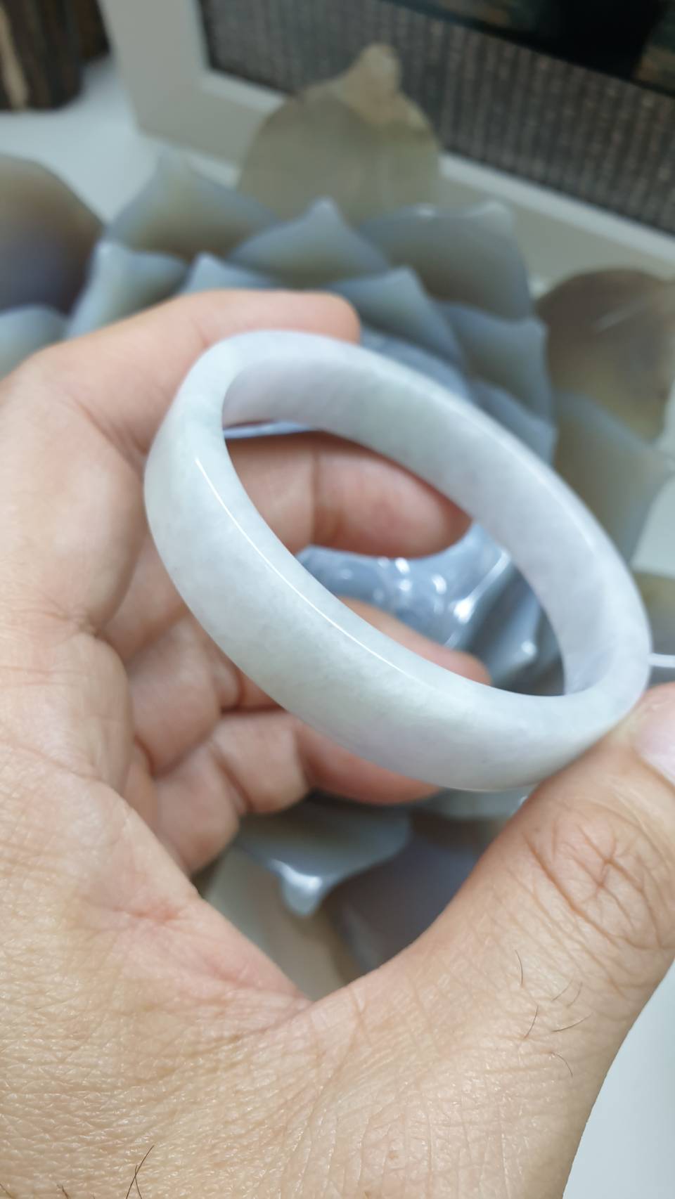 Jade Princess Bangle S52.7 Misty Lavender Fei Cui Type A Myanmar Jadeite