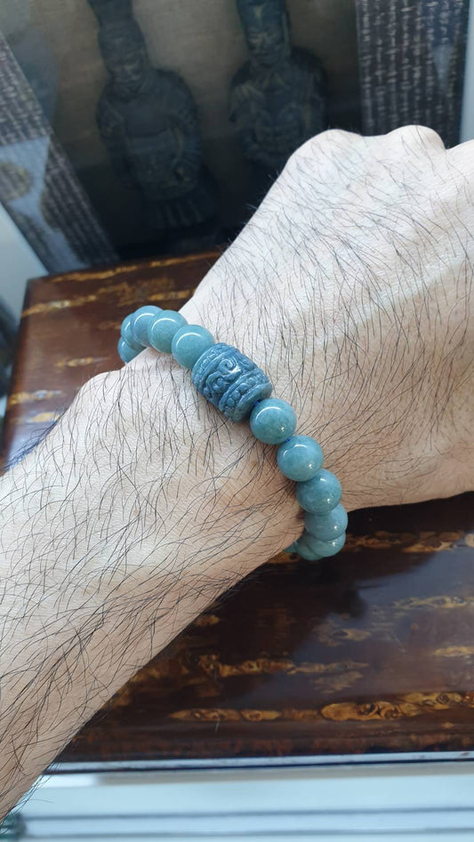 Blue Jade Ru Yi Bracelet (17 cm) | Ru Yi Bead Charm (Selection) | Type A Natural Jadeite