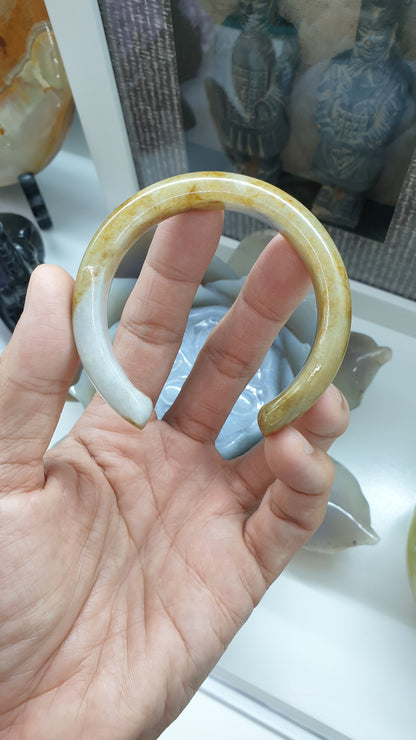 Jade Cuff Bangle Size 56 - 57 Hok Lok Siew Type A Natural Jadeite