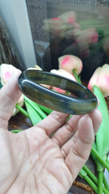 Blue Tiger's Eye Bangle (Size 61) | Natural Stone Bracelet