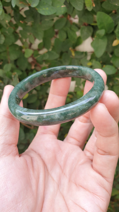 Jade Bangle S58.3 Type A Myanmar Jadeite Natural Forest Green