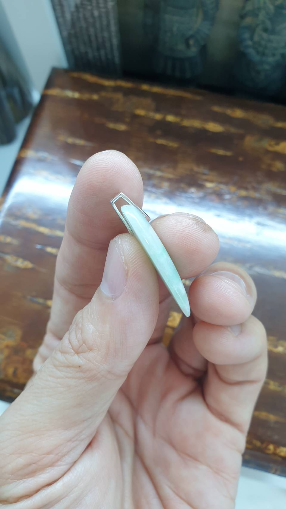 Moss in Snow Jade Heart Pendant (Selection) | Fei Cui - Type A Jadeite | Sterling Silver Bail