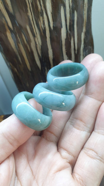 Lavender Blue Jade Plus-Size Rings 14-15 US - Type A Natural Jadeite