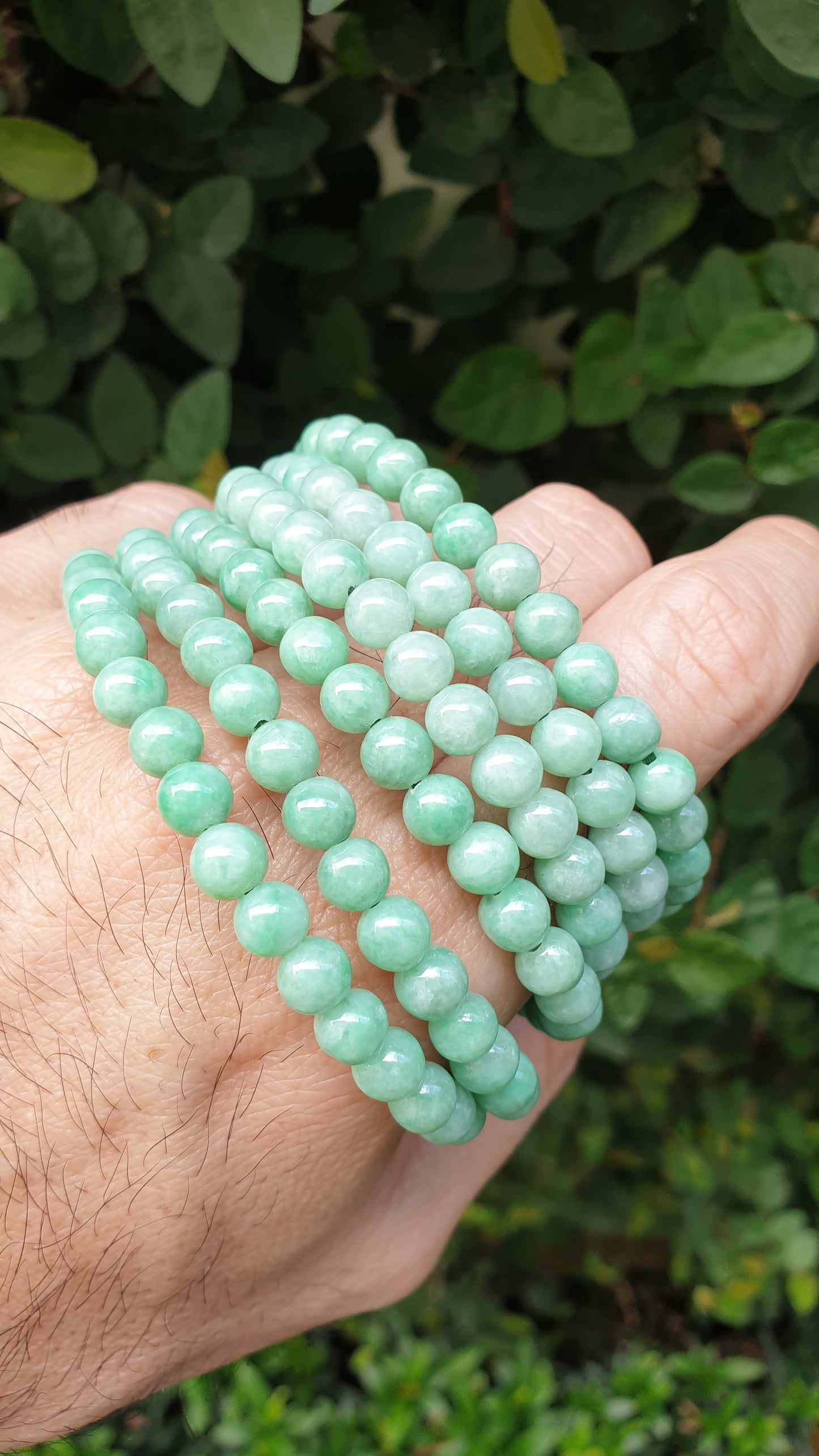 Jade Mini Beads Bracelets 17cm Type A Myanmar Jadeite Natural Pastel Green