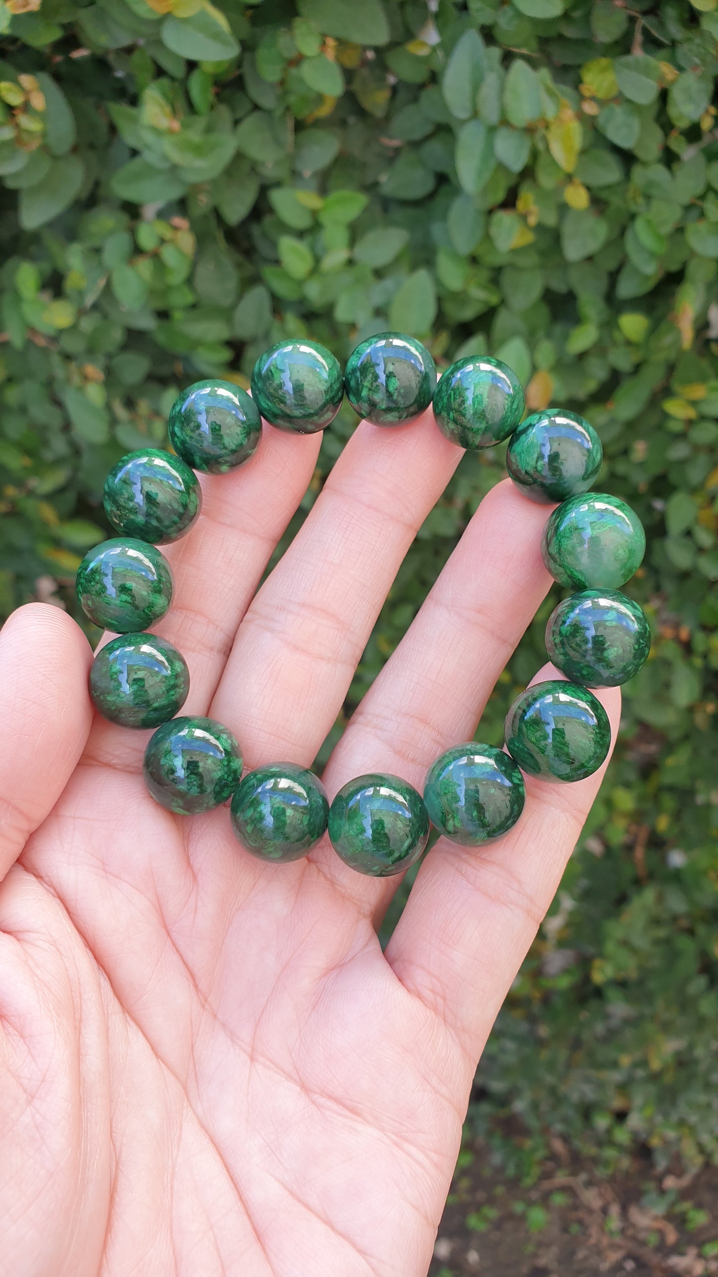 Mawsitsit Type A Natural Stone Bracelet 18cm Fei Cui Two Tone Chrome Green Beads