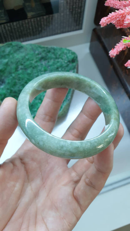 Jade Everyday Bangle S59 Type A Velvety Green Myanmar Natural Jadeite