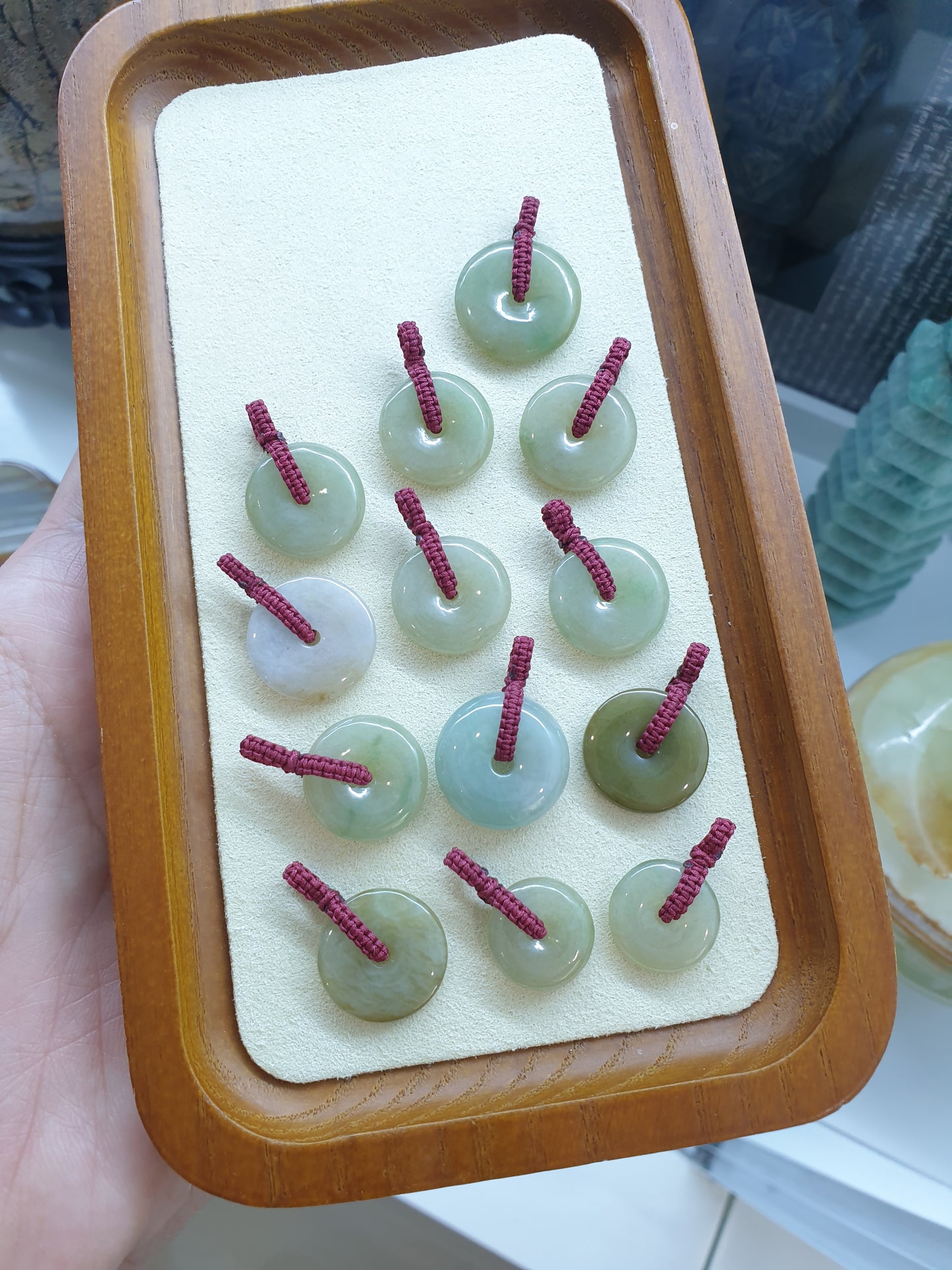 Jade Ping An Kou Pendant (1.5 - 2 cm) (Random Pick) | Fei Cui - Type A Jadeite | Handwoven Thread Bail