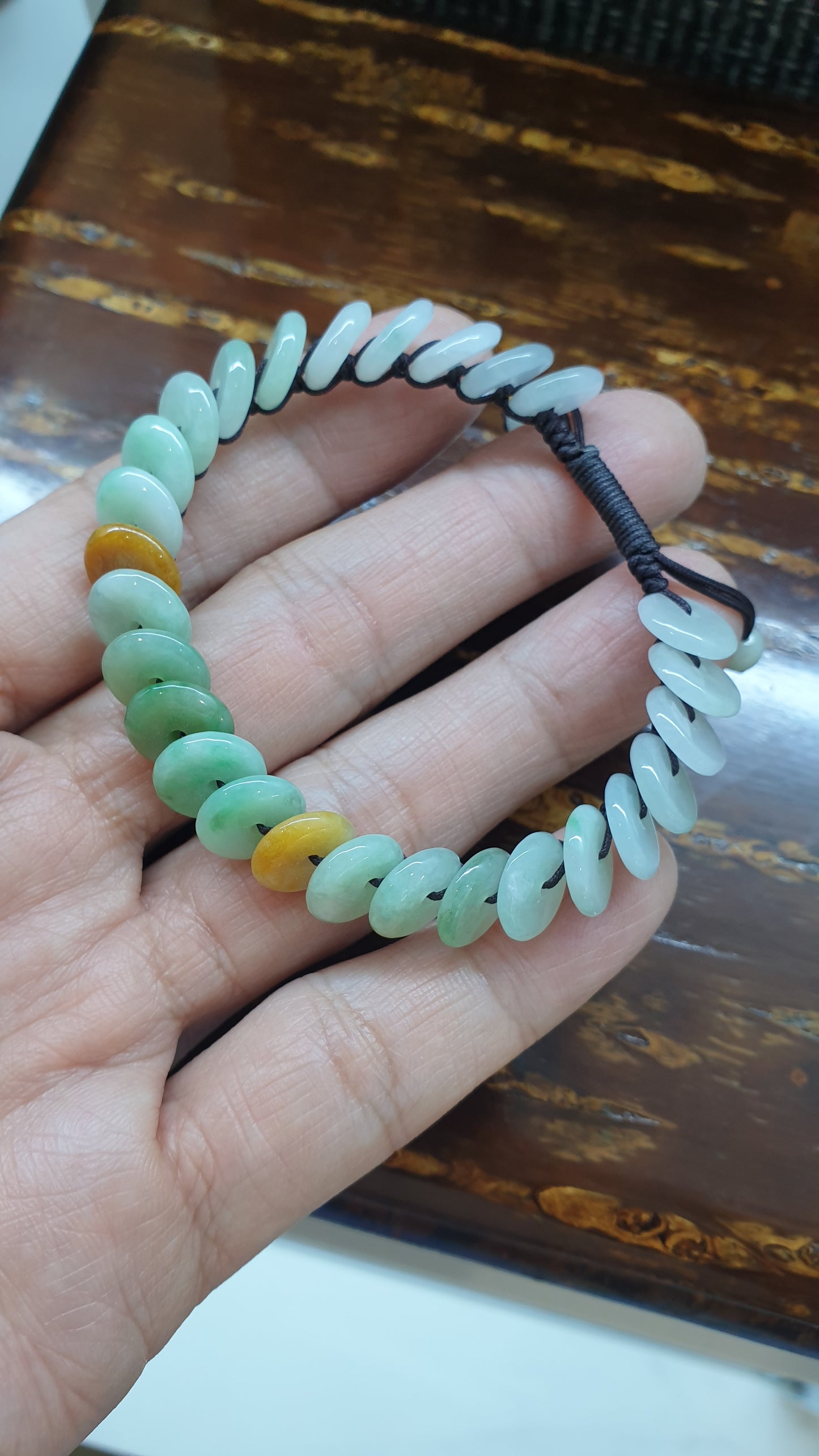 Jade Ping An Kou Beads Woven Bracelet (Mix Color, Adjustable) | Fei Cui - Type A Jadeite | His or Hers Fortune Jewelry