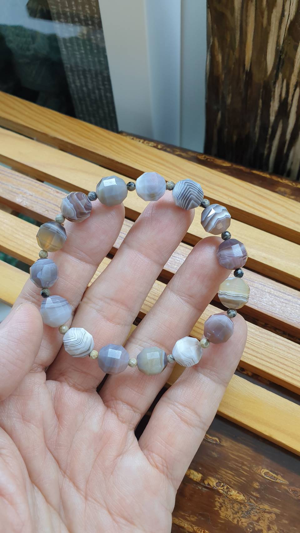 Chic Onyx Bracelets 16 cm - Natural Gemstone Faceted Beads 9 mm