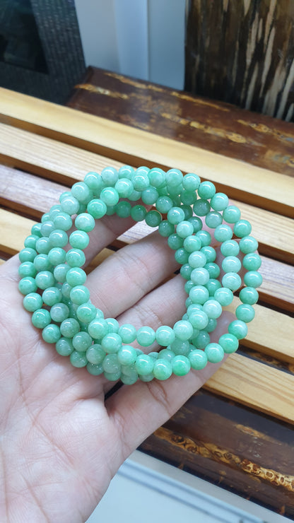 Jade Mini Beads Bracelets 17cm Type A Myanmar Jadeite Natural Pastel Green