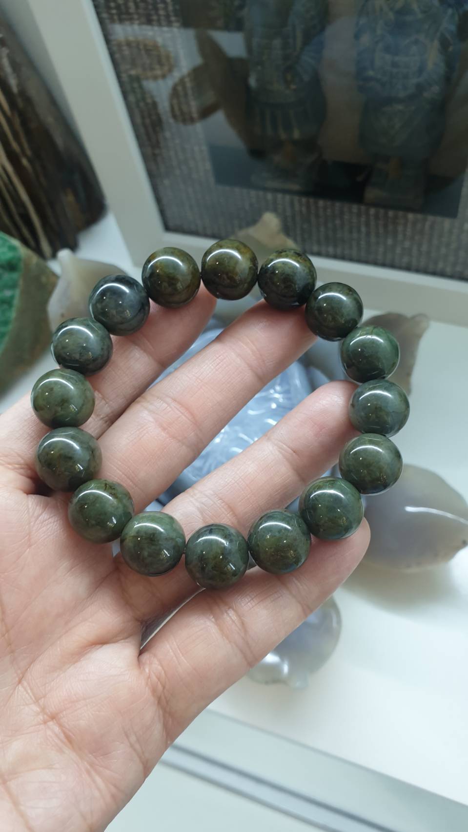 Gent's Style Jade Bracelet (18 cm) | Type A - Natural Honey-Black-Green Jadeite Beads