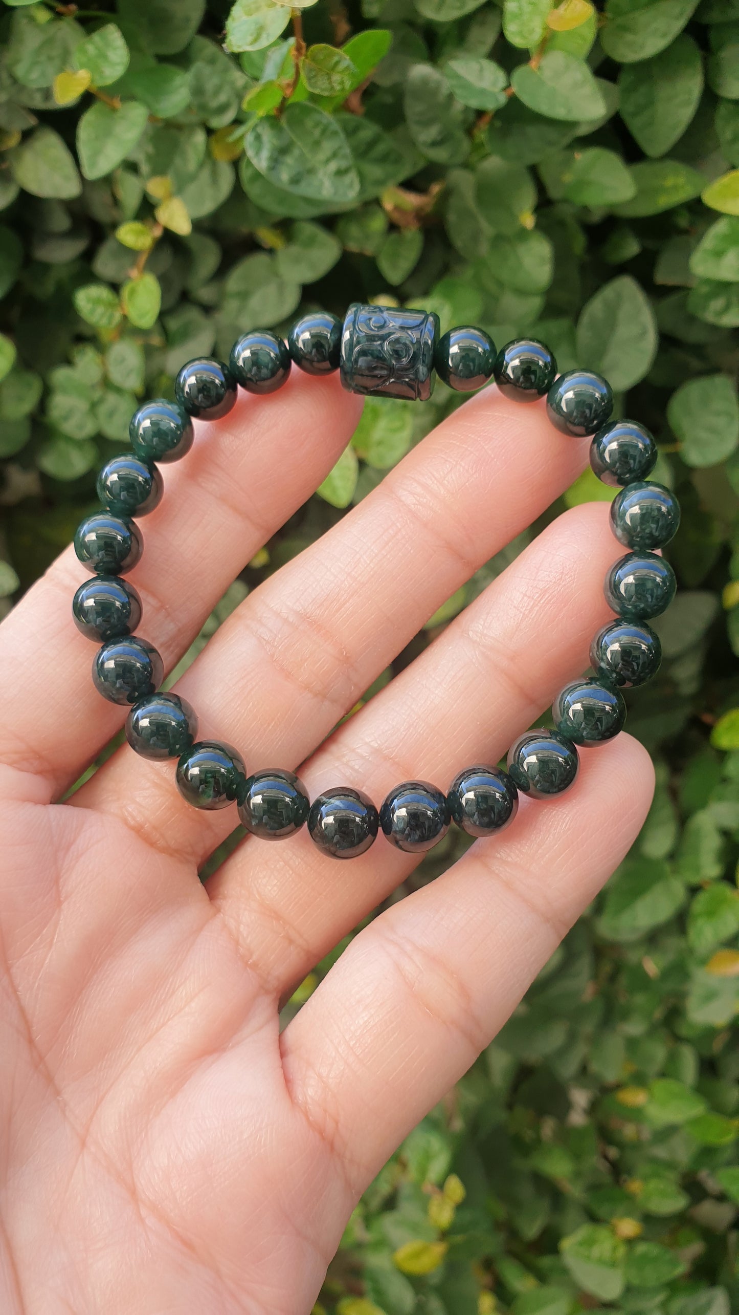 Blue Jade Stack Bracelets 17cm Pixiu and Ru Yi Luckycharms Type A Natural Jadeite