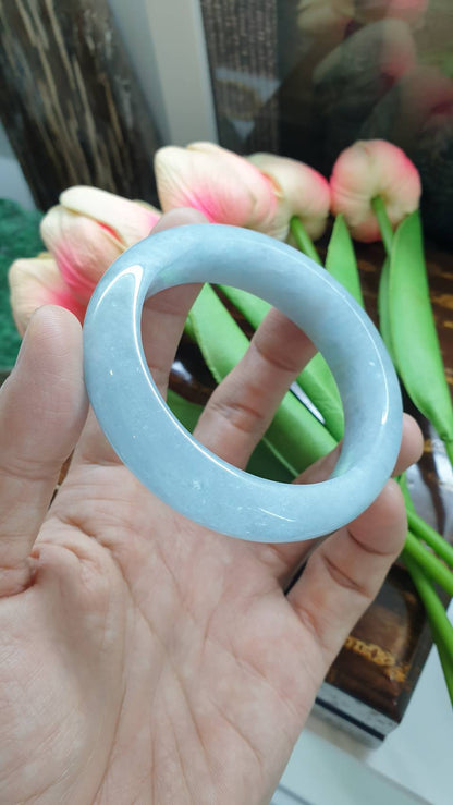Aquamarine Bangle (Size 57 - 58) | Natural Stone Bracelet