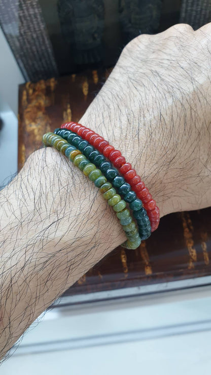 Jade Stack Bracelets, 17 cm (Set of 6 Multicolor Bracelets) | Type A Jadeite Abacus Beads | His or Hers Wealth Magnet Wristcandies