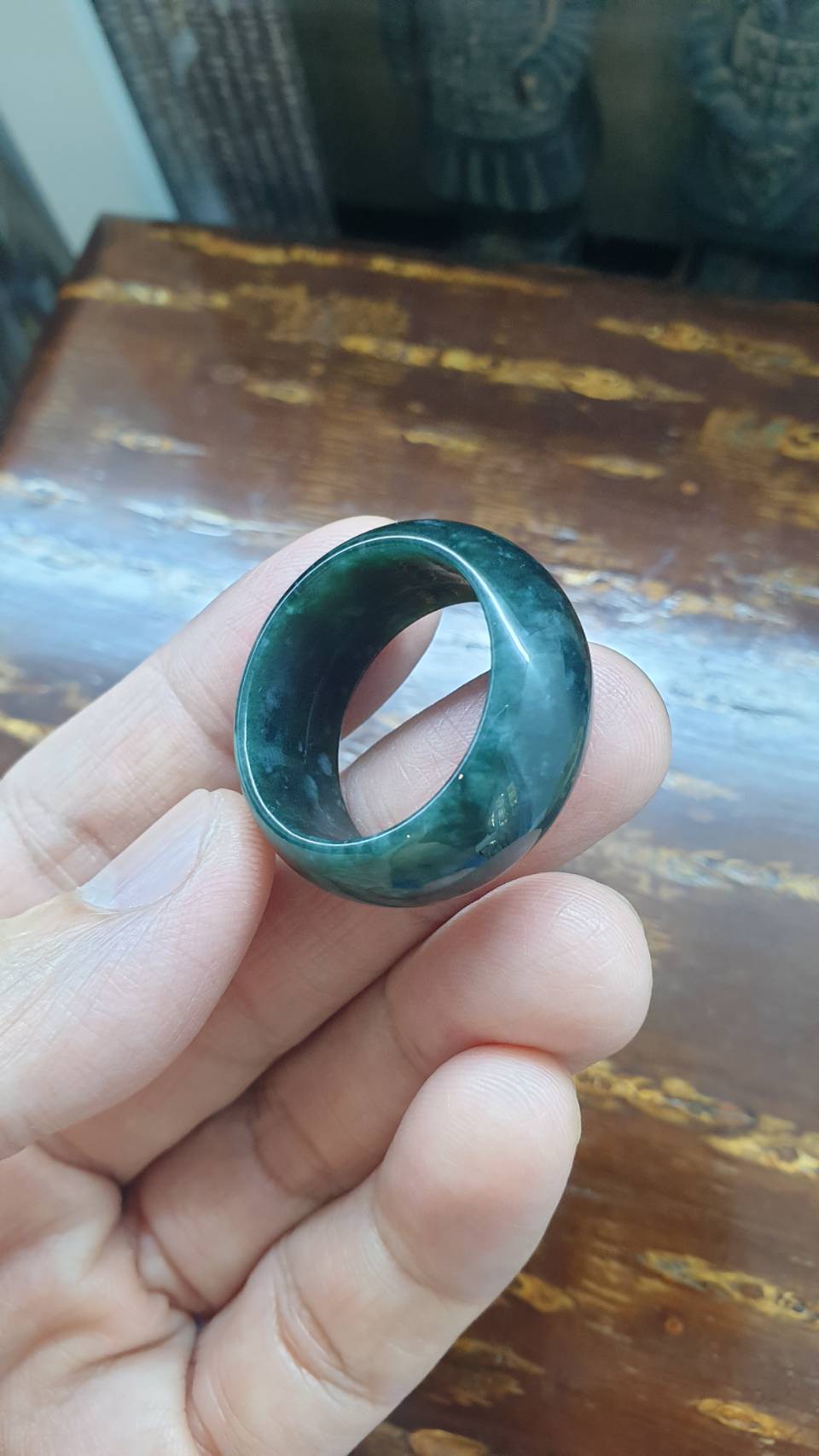 Gent's Style - Deep Blue Jade Ring (14.5 US) | Type A Natural Jadeite