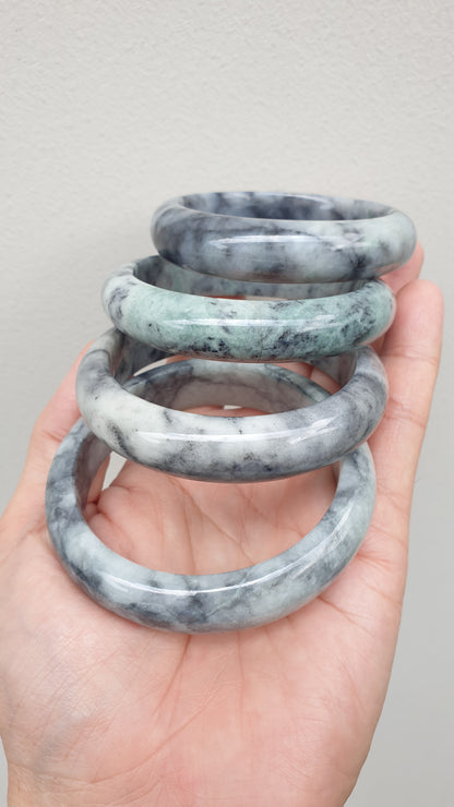 Authentic Jade Bangles Type A Natural Gray Burma Jadeite Sizes