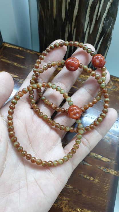 Red Jade Budai Prosperity Bracelet 16cm Natural Type A Jadeite Beads