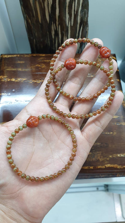 Red Jade Budai Prosperity Bracelet 16cm Natural Type A Jadeite Beads