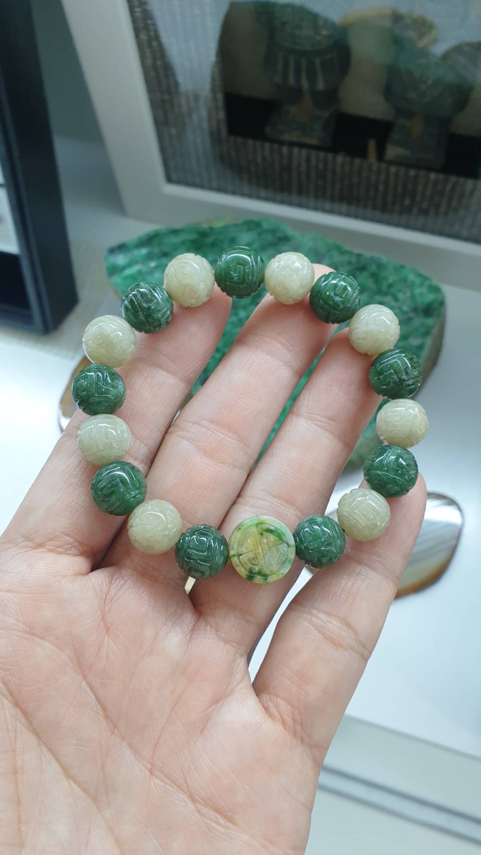 Ru Yi Jade 17cm Bracelet - Two-Tone Type A Natural Myanmar Jadeite