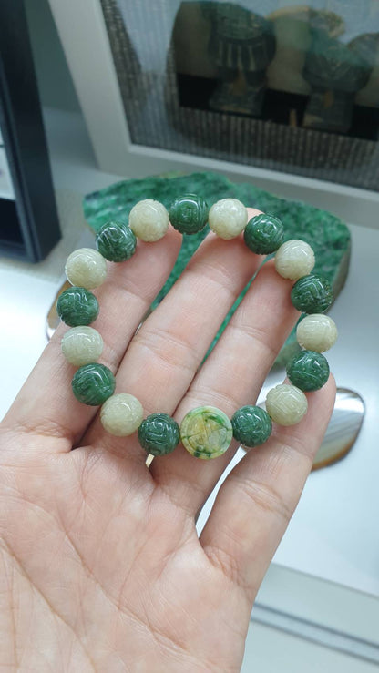Ru Yi Jade 17cm Bracelet - Two-Tone Type A Natural Myanmar Jadeite