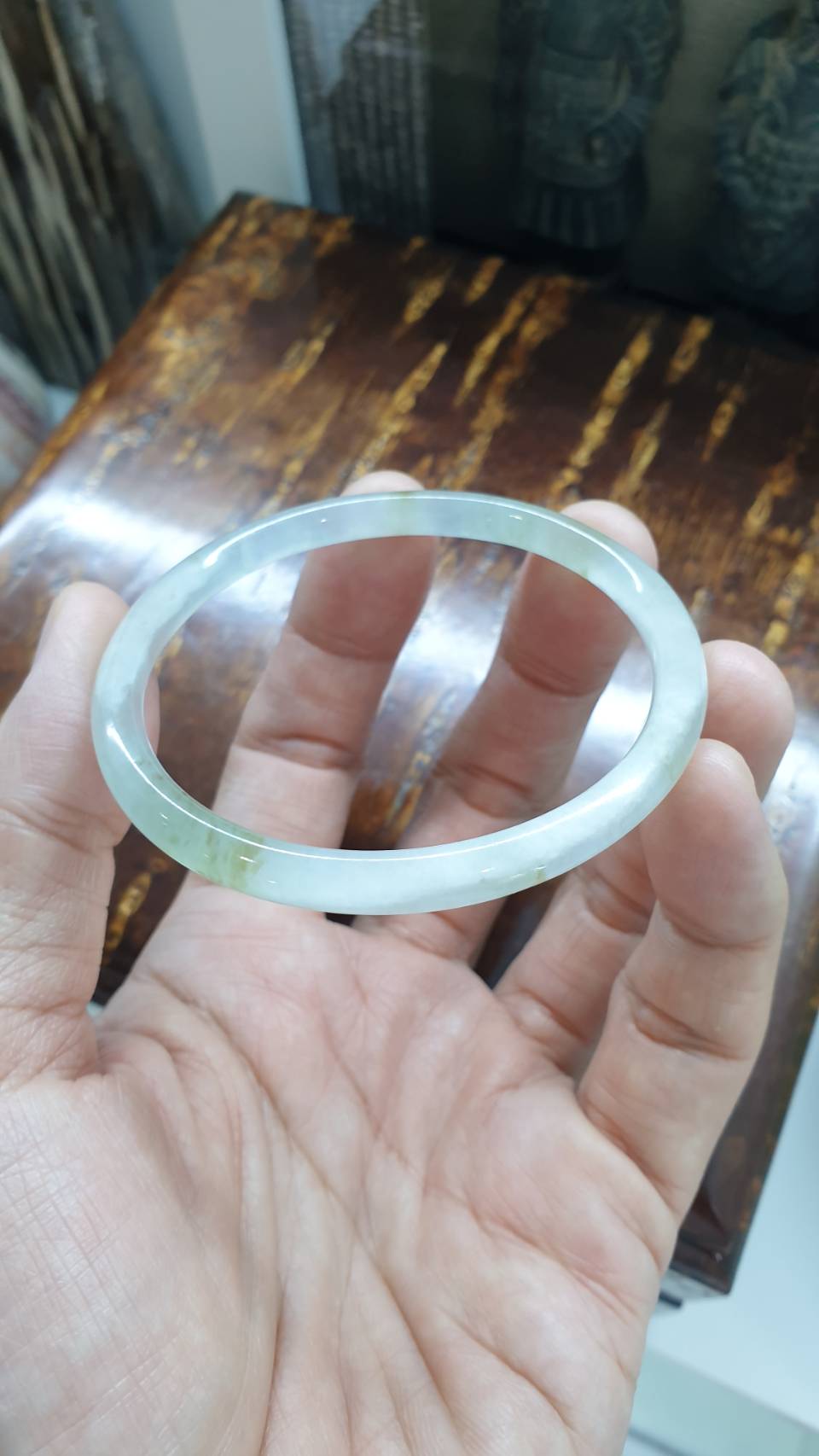 Icy Jade Cylindrical Bangle (Size 56 - 57) | Type A Natural Jadeite