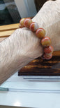 Red Yellow Jasper Two Tone Bracelet 18cm Natural Semiprecious Stone Beads