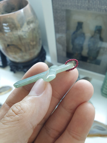 Green Jade Cross Pendant (Random Pick) | Fei Cui - Type A Jadeite | Handwoven Bail