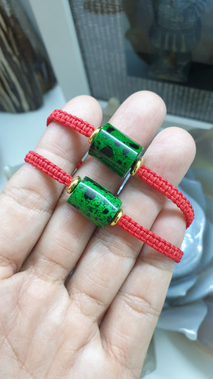 Mawsitsit Stone Red Thread Bracelet 24K Gold Spacers Handcrafted
