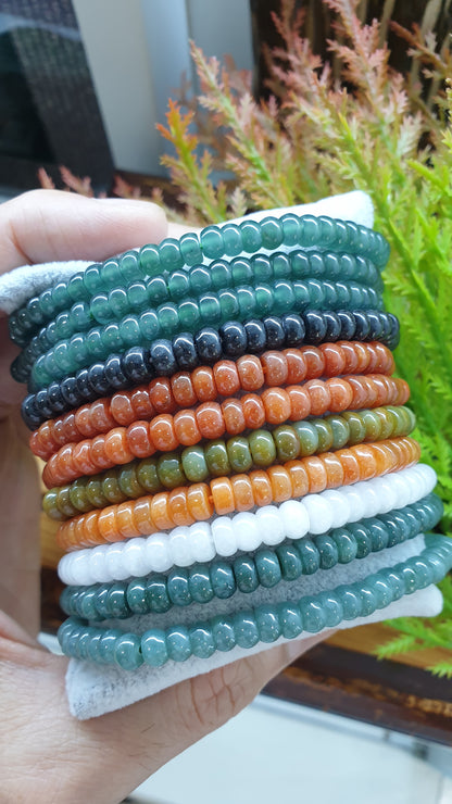 Jade Abacus Beads Bracelets 17cm Myanmar Jadeite Wealth Magnet Wristbands