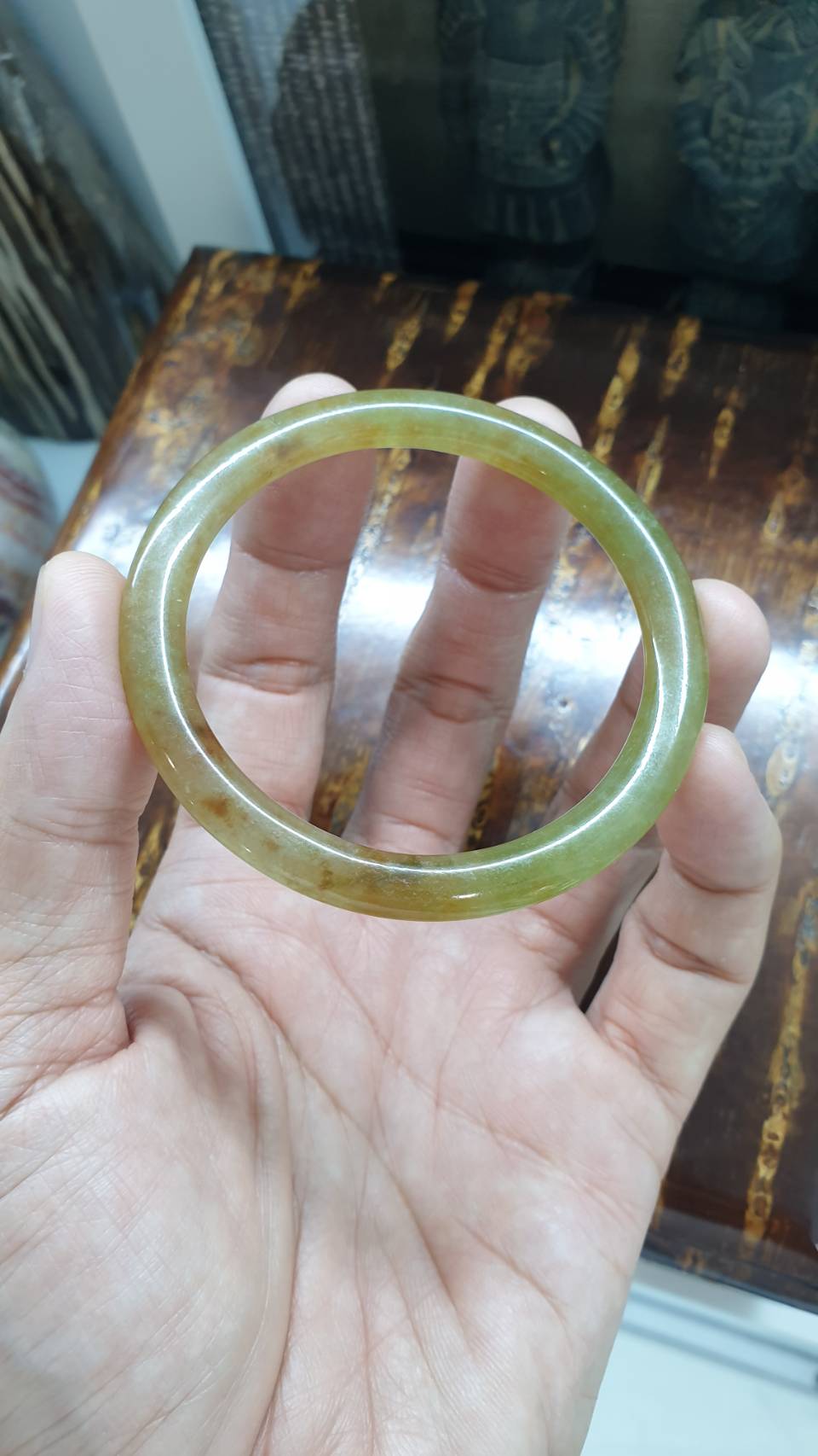 Honey Jade Cylindrical Bangles, Pair (Size 55 - 56) | Type A Natural Jadeite