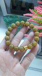 Honey Jade 24K Gold Love Cylinder Charmbracelet 17cm Type A Natural Myanmar Jadeite